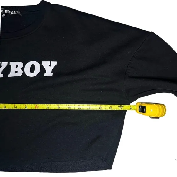 Playboy x Missguided Cropped Black Fleece Pullover Streetwear Gorpcore Y2K US 6 - Image 6