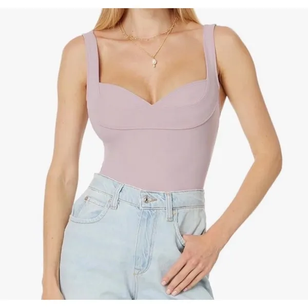 Free People Intimately Duo Corset Cami Bodysuit Dusty Lilac Sweetheart‎ Neck S - Image 2