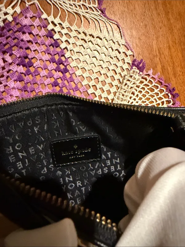 kate spade Striped Shoulder Bag in Black, Cream & Tan - Image 11