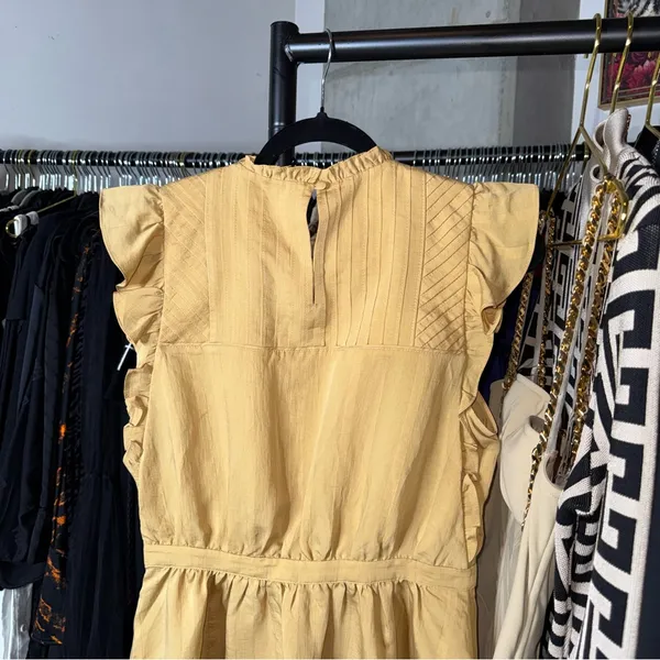 Club Monaco Mustard Ruffle Sleeve Fit And Flare Dress Womens 6 New NWT - Image 13
