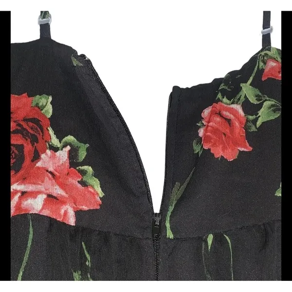 Crystal Doll Dress Juniors 1 Black Floral Chiffon Maxi Sundress Layered Summer - Image 6