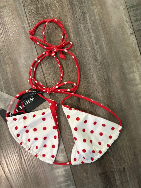 NWT White Fox Avoca Reversible Bikini Top – White/Red Polka Dot –Size XS - Image 7