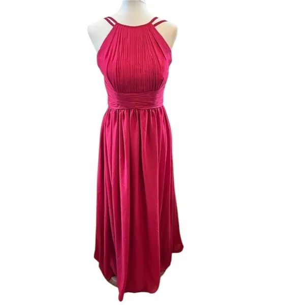 JJ's House Berry Chiffon Pleated A-Line Floor-Length Bridesmaid Dress S/M - Image 15