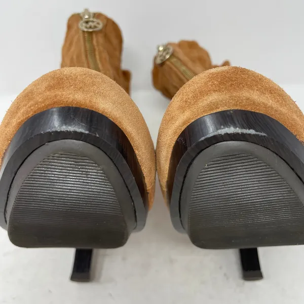Michael Kors Brown Suede Heeled Zip Booties Size 7.5 - Image 6