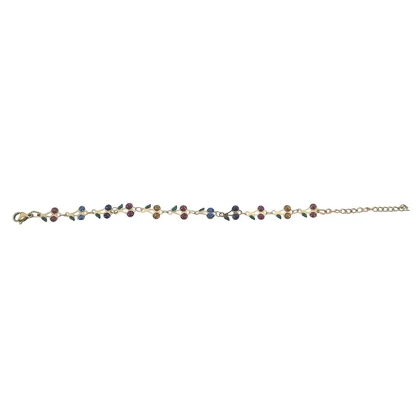 Bracelet Womens Cherry‎ Fruit Link Gold Multicolor Enamel 6-8in - Image 2