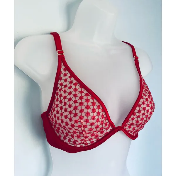 Victoria's Secret Bra Unlined NWOT Red Semi Sheer 36C Valentine's - Image 2