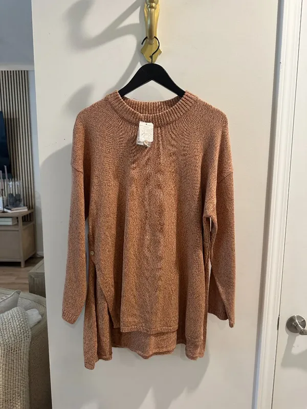 FREE PEOPLE Button Up Sweater Set in Chutney Sand Combo Size Small NWT - Image 3