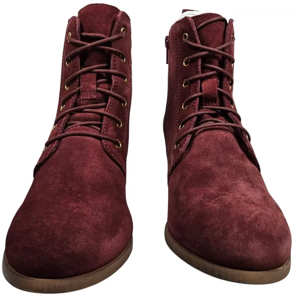 Diba Blake Suede Bootie Burgundy Lace Up Wedge Ankle Boots Women Size 8.5‎ - Image 3