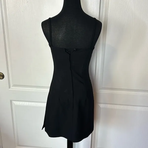 Vtg Byer Too Black Mini Dress White Stripe Cami - Image 2