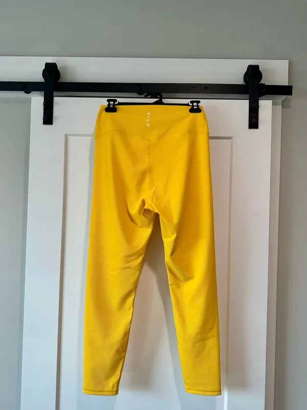 NWT WILO The Label Butter Yellow Ribbed High Rise Leggings L - Image 3