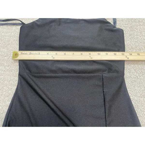 Elegant Black Strapless Bodycon Dress with Side Slit Size S - Image 11