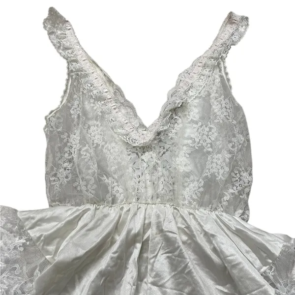 Vintage Tosca Teddy Lingerie White Nylon Pink Ruffle Lace Coquette Sexy Feminine - Image 7