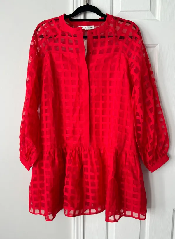 Anthropologie English Factory Organza Long Sleeve Mini Dress, Size M - Image 3