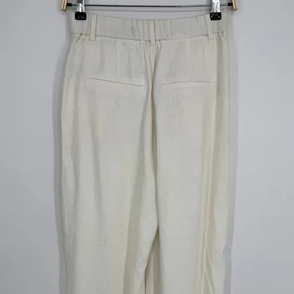 Abercrombie & Fitch Sloane Tailored Pant 27 Cream Linen Blend Quiet Luxury - Image 10