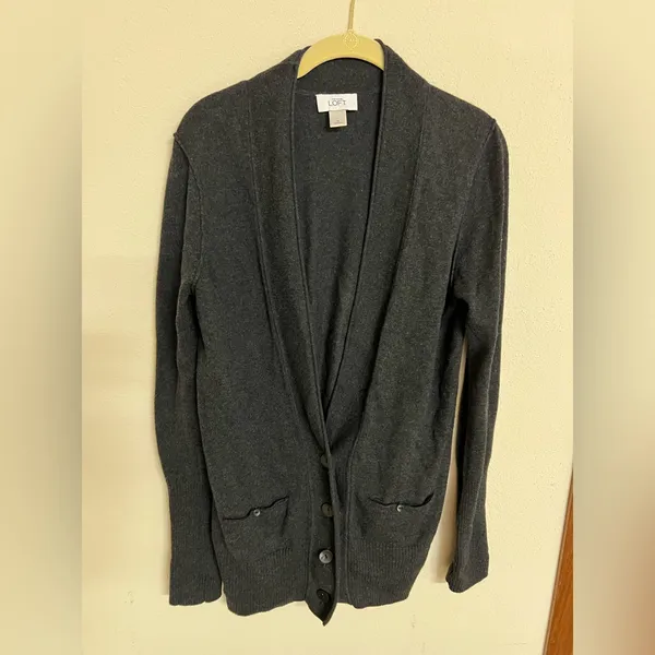 LOFT Charcoal Button-Up Cardigan - Image 2