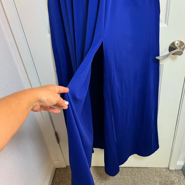 Ever-Pretty Women's Royal floor Length High Stretch Side Slit Pleated Size‎ L - Image 9