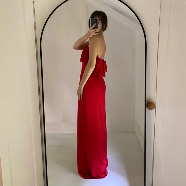 Lovers + Friends / Revolve Sylvia Strapless Gown in Flame Scarlet NWOT - Image 3