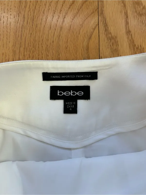 Bebe Collection Y2K Skirt Suit Set White Satin Blazer 8 Pencil Skirt 4 Italy - Image 4