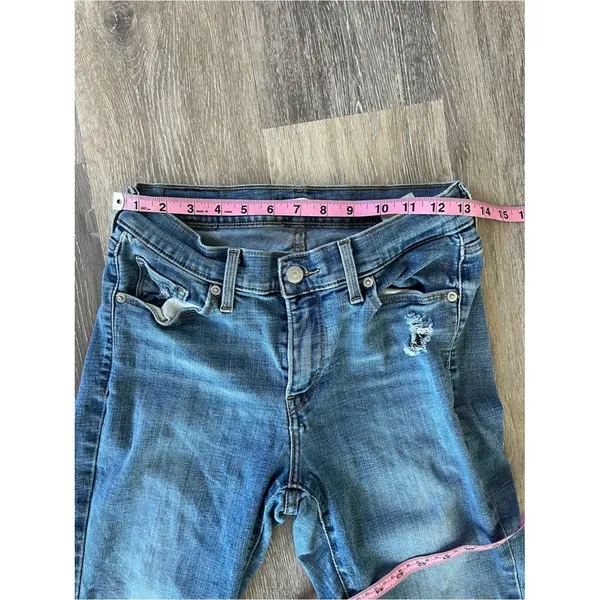 Levi’s Womens Curvy Skinny Jeans Size 29 Distressed Raw Hem Stretch Blue Denim - Image 11