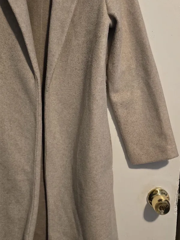 Zara Long Light Beige Trench Coat - Image 4