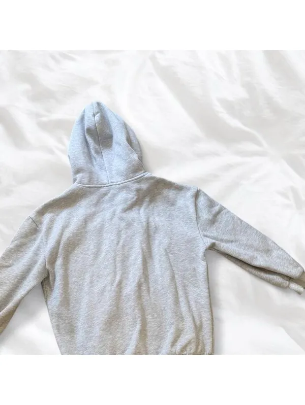 Heather Gray Full Zip Fleece Hoodie Size M - Image 7