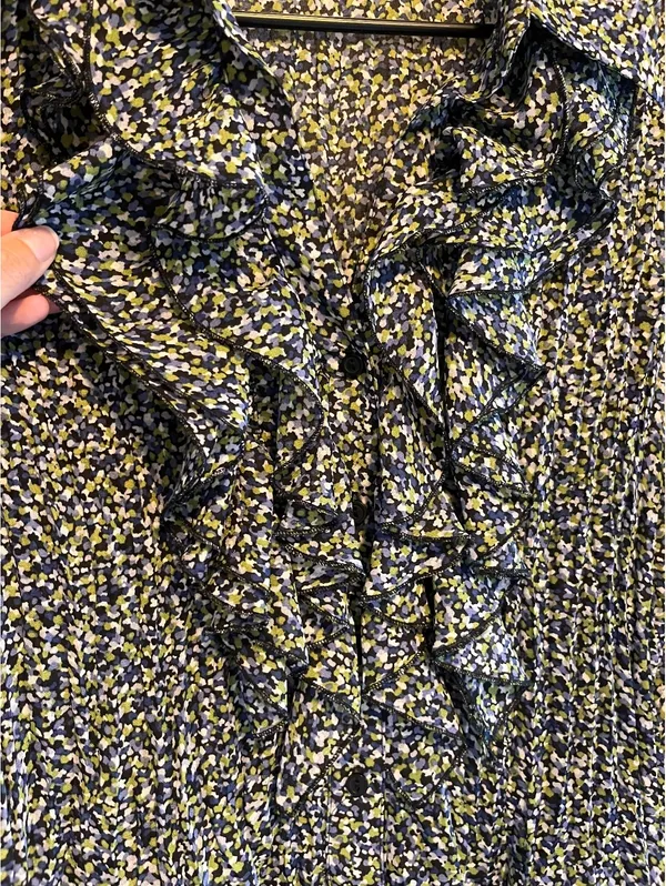 Sunny Leigh Pleated Ruffle Floral Blouse Y2K Career Top - Image 7