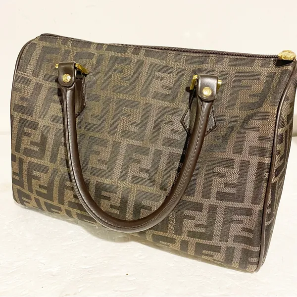 Fendi Brown All‎ Over F Print Satchel Handbag Designer Authentic Leather - Image 11