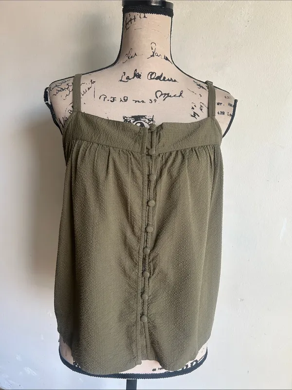 Faherty Sleeveless Olive Green Tank Top Size XS - Image 7
