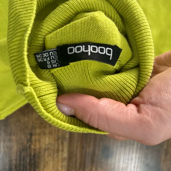 Boohoo Lime Green Turtleneck Sweater | Lightweight Knit Pullover US4 - Image 4