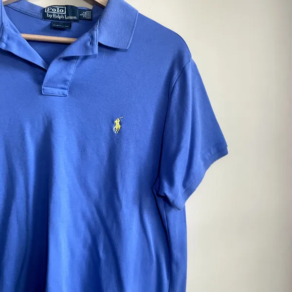 polo by ralph lauren blue label collared shirt blue custom‎ fit women's L pony - Image 2