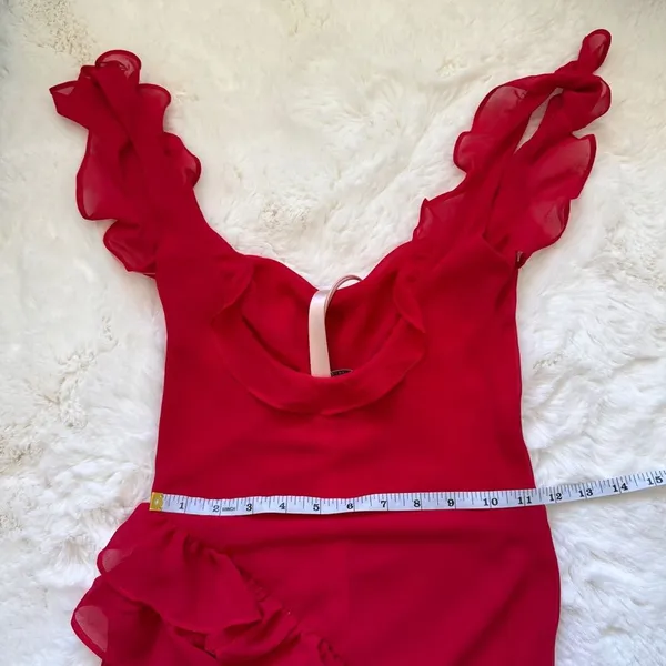 House of CB Ruffle Jellyfish Summer Maxi Dress XS - Red - Image 7