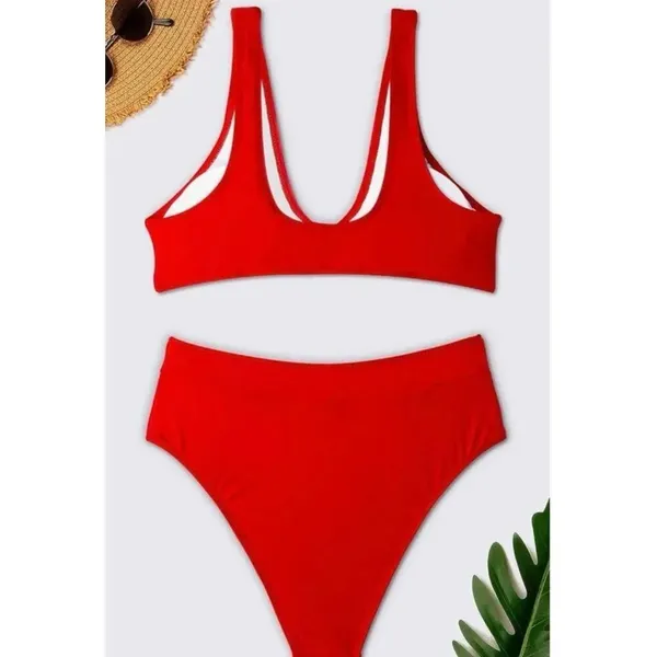 NWT Womens Phurro High Cut Bikini High Waist Tummy Control 2 Piece Swimsuit - L - Image 3