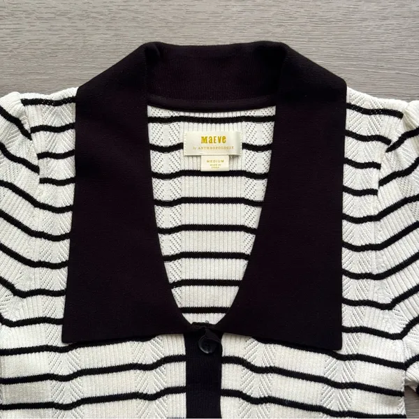 Maeve by Anthropologie Short-Sleeve Collared Slim Cardigan Sweater - Image 4