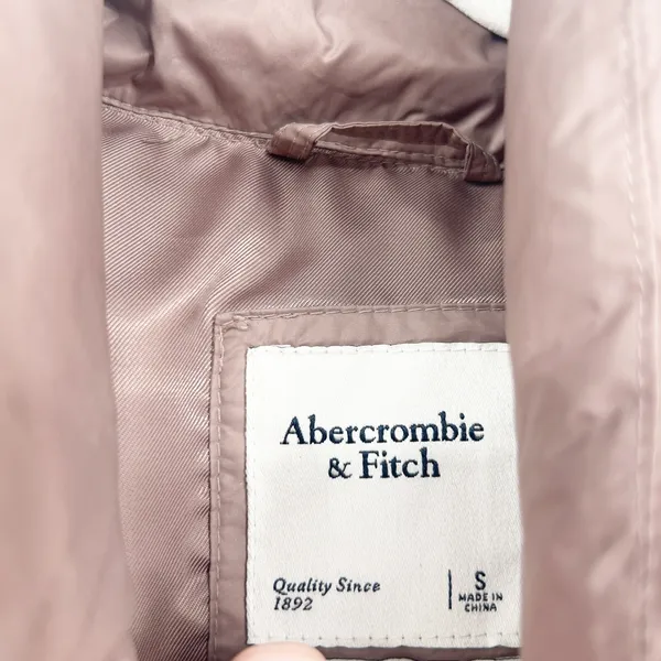 Abercrombie & Fitch Womens Taupe Hooded Oversized Puffer Jacket Coat Size‎ S - Image 6