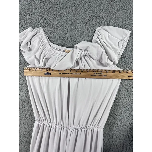 Women Romper Jumpsuit Medium‎ High Waist Wide Leg Formal Elegant Ruffle Stretch - Image 7