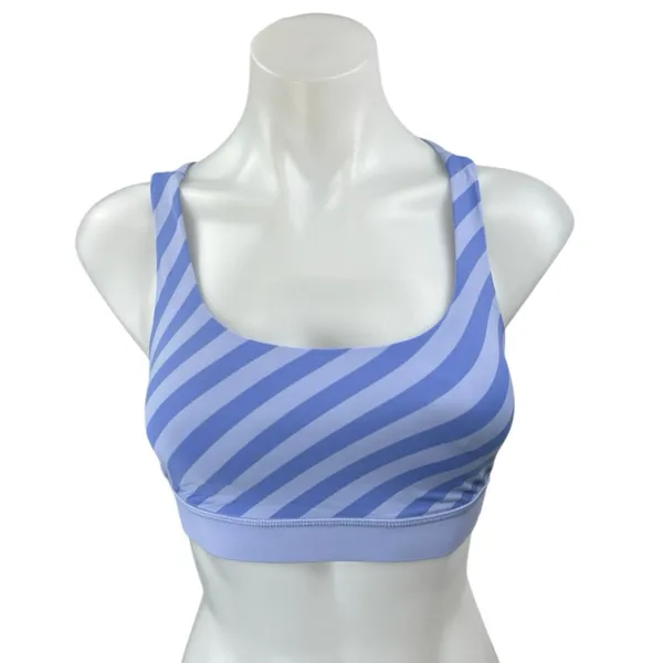 Lululemon Energy Blue Striped Sleeveless Athletic Yoga Gym Sports Bra Tank Top 2 - Image 2