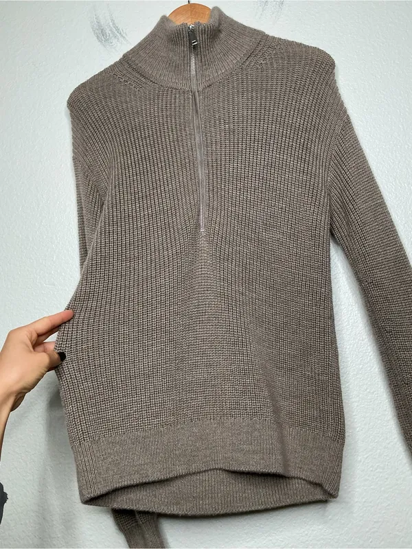Quince Australian Merino Wool Half Zip Sweater Malted Toffee Extra Small - Image 3