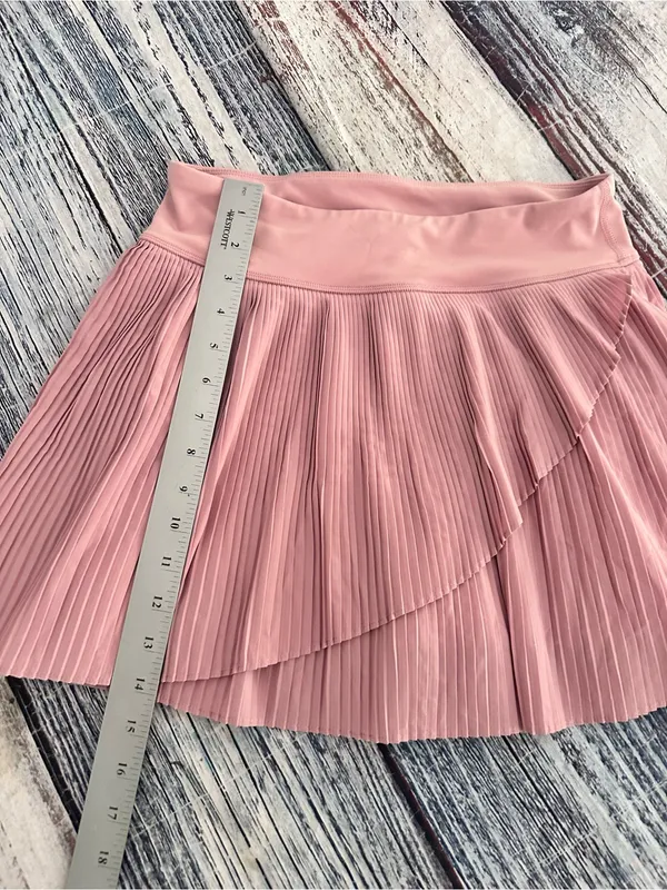 Yogalicious Pleated Faux Wrap-Front Tennis Skirt in Dusty Rose - Image 6