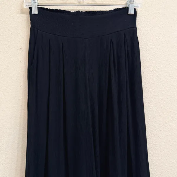 MISA Los Angeles KOVA Cropped Pants‎ XS Black Rayon Wide Leg Grommet Hem* - Image 11