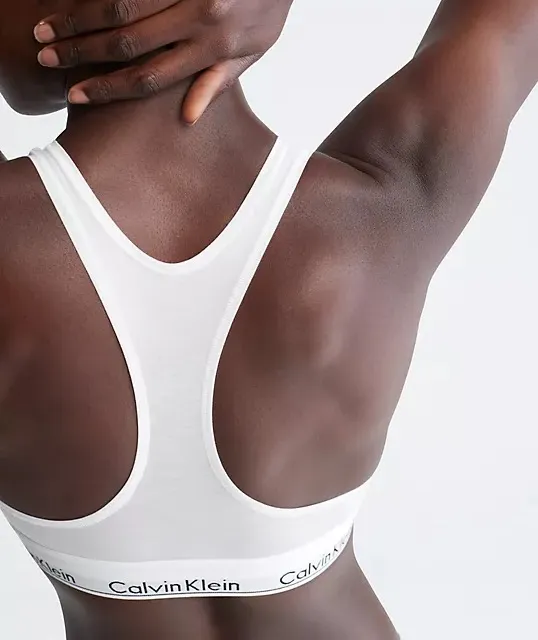 White Cotton Racerback Bralette - Image 2