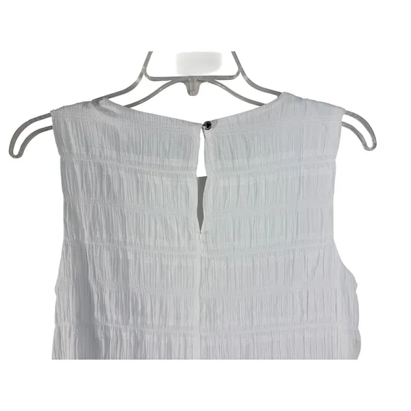 Tommy Hilfiger Shift Dress Womens 4‎ White New Smocked Ruffle Hem Sleeveless - Image 9