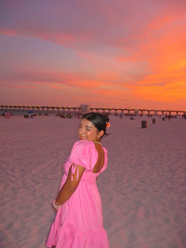 Pink Puff Sleeve Dress Size M - Image 5