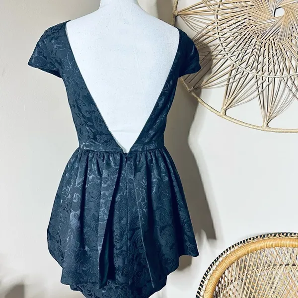 Keepsake the Label Black Floral Asymmetrical Peplum Cocktail Mini Dress - Image 5