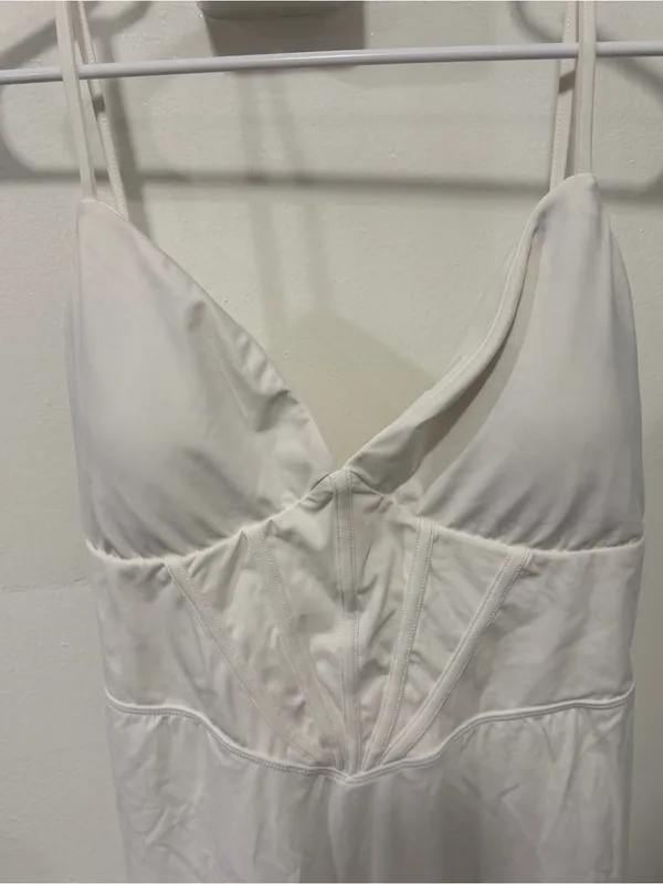 Halara White Lace Up Maxi Dress - Image 3