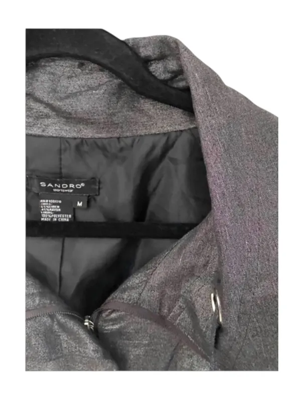 Sandro 𖦹 Cropped Swing Jacket 𖦹 Metallic Black + Silver Hardware 𖦹 Medium 𖦹 - Image 5