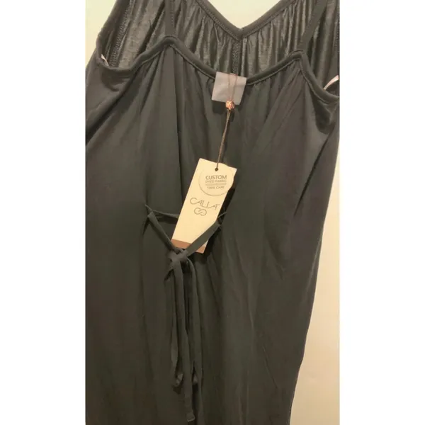 CALIA Sandwash Jumpsuit XS Black Sleeveless Wide Leg Tie Back‎ NWT Soft Lounge - Image 5
