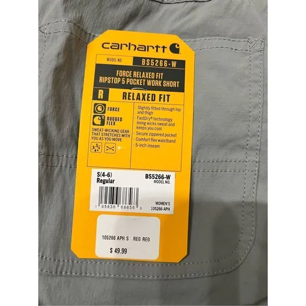Carhartt New Women's Force Relaxed Fit 5 Pocket Work/ Hiking Shorts Blue S (4-6) - Image 4
