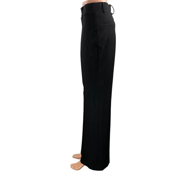 NEW Quince Women's Black High Waisted Pleated Flared Trouser Dress Pants Size S - Image 2