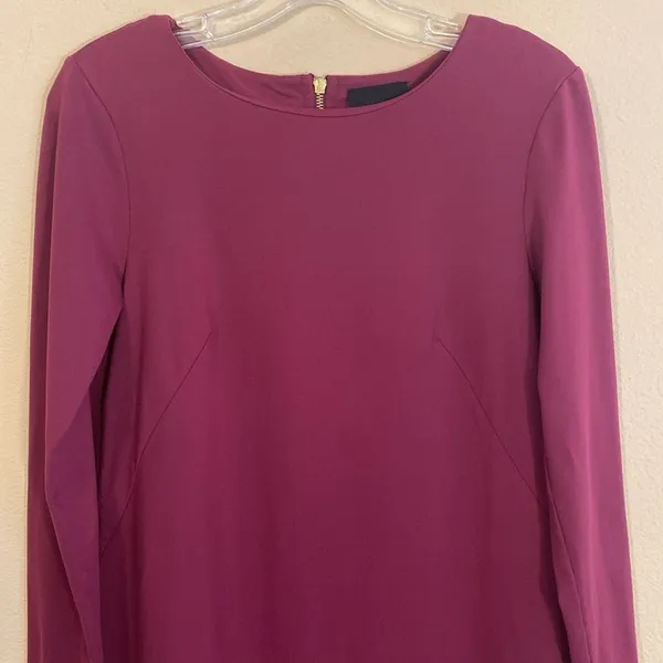 Cynthia Rowley Soft Stretch Burgundy Plum Long Sleeve Shift Dress Sz‎ 4 - Image 3