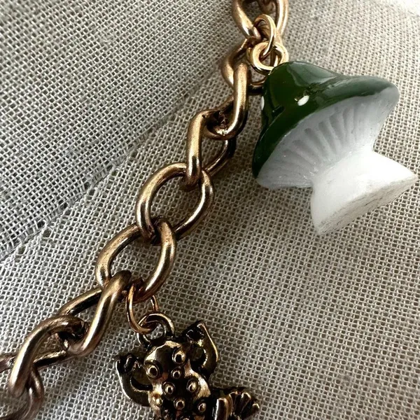 Whimsical Charm Choker Necklace Cottagecore Fairycore Frog Mushroom Terrarium - Image 7